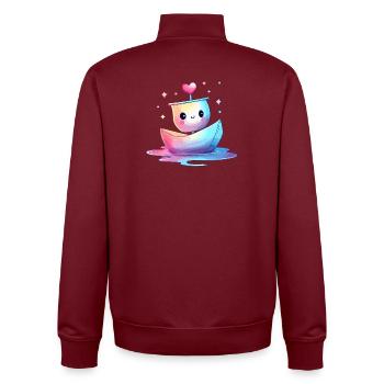 Kunterbuntes Herzboot Kawaii - Unisex Organic Zip Sweatshirt von Stanley/Stella - Burgunderrot - Hinten - AI Model Male 185 dark (185cm)