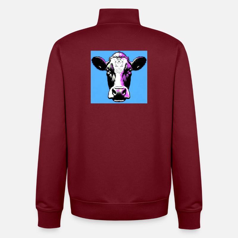 vache - Sweat zippé unisexe en coton bio Stanley/Stella - bordeaux