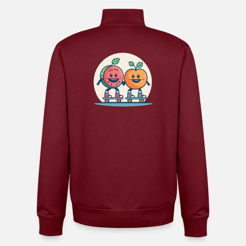Roller skateboarding, fun and fruit - Unisex Organic Zip Sweatshirt by Stanley/Stella - burgundy