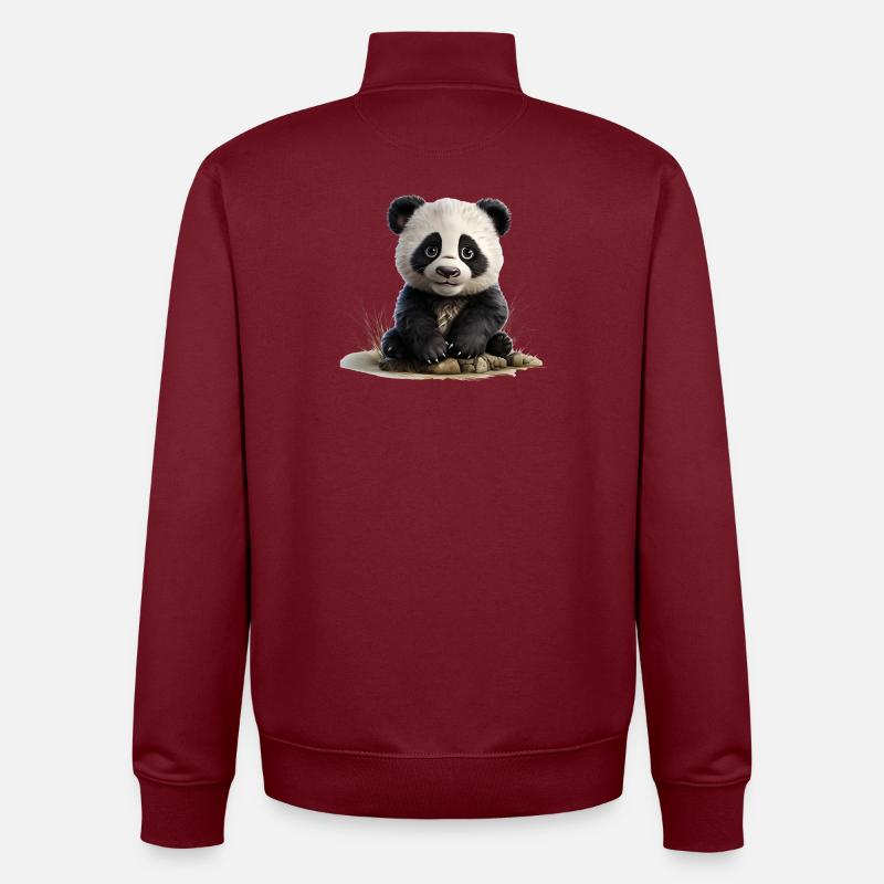 Bébé panda à la pierre - Sweat zippé unisexe en coton bio Stanley/Stella - bordeaux