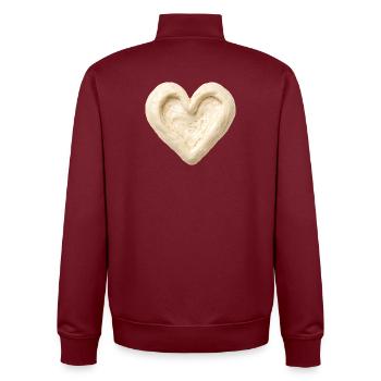 Conception de pâte à pain au pain en forme de cœur au levain - Sweat zippé unisexe en coton bio Stanley/Stella - bordeaux - Dos - AI Model Male 185 dark (185cm)