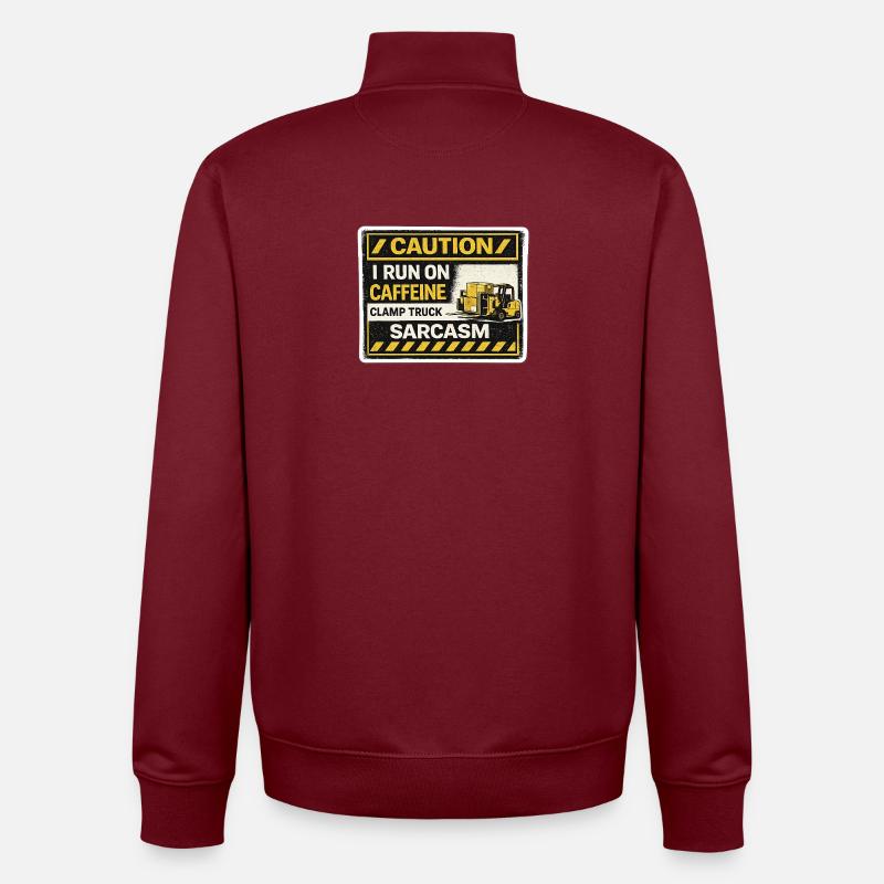 Koffeinbetriebener Gabelstapler-Sarkasmus - Unisex Organic Zip Sweatshirt von Stanley/Stella - Burgunderrot