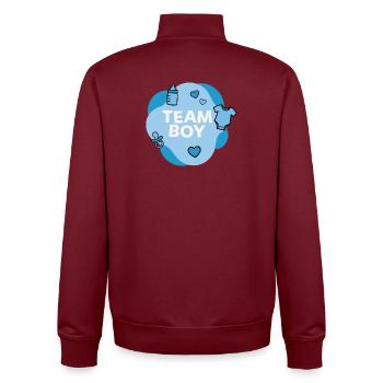 Team Boy Baby Shower Design - Unisex Organic Zip Sweatshirt von Stanley/Stella - Burgunderrot - Hinten - AI Model Male 185 dark (185cm)