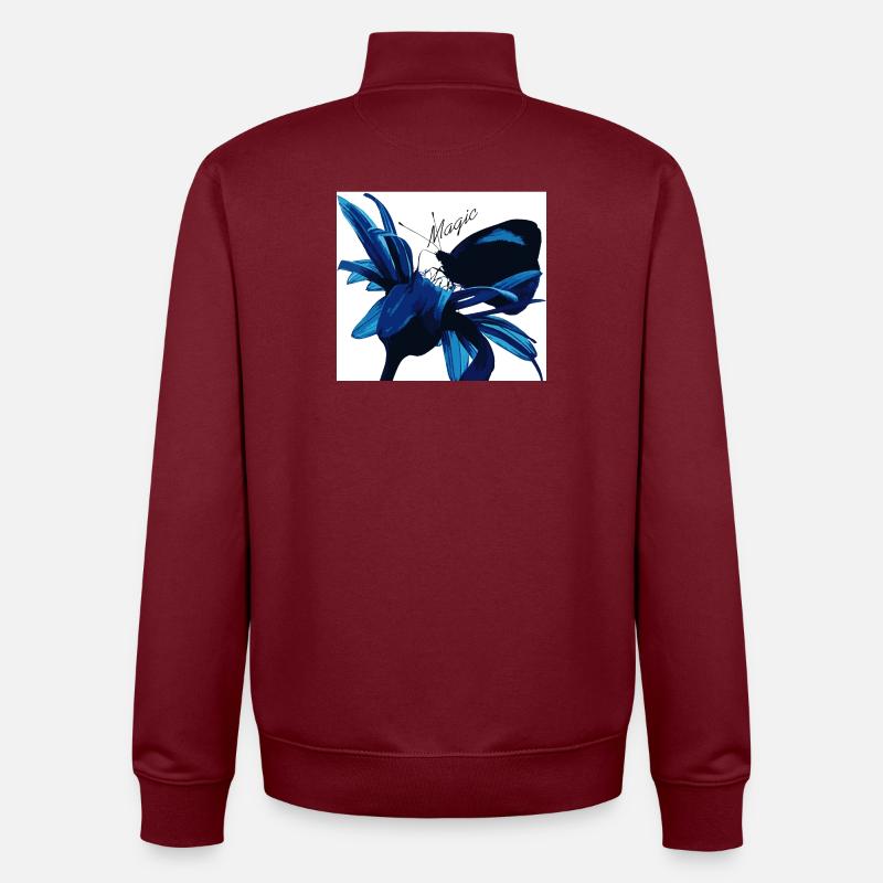 Fleur Bleue Magie avec Magie - Sweat zippé unisexe en coton bio Stanley/Stella - bordeaux