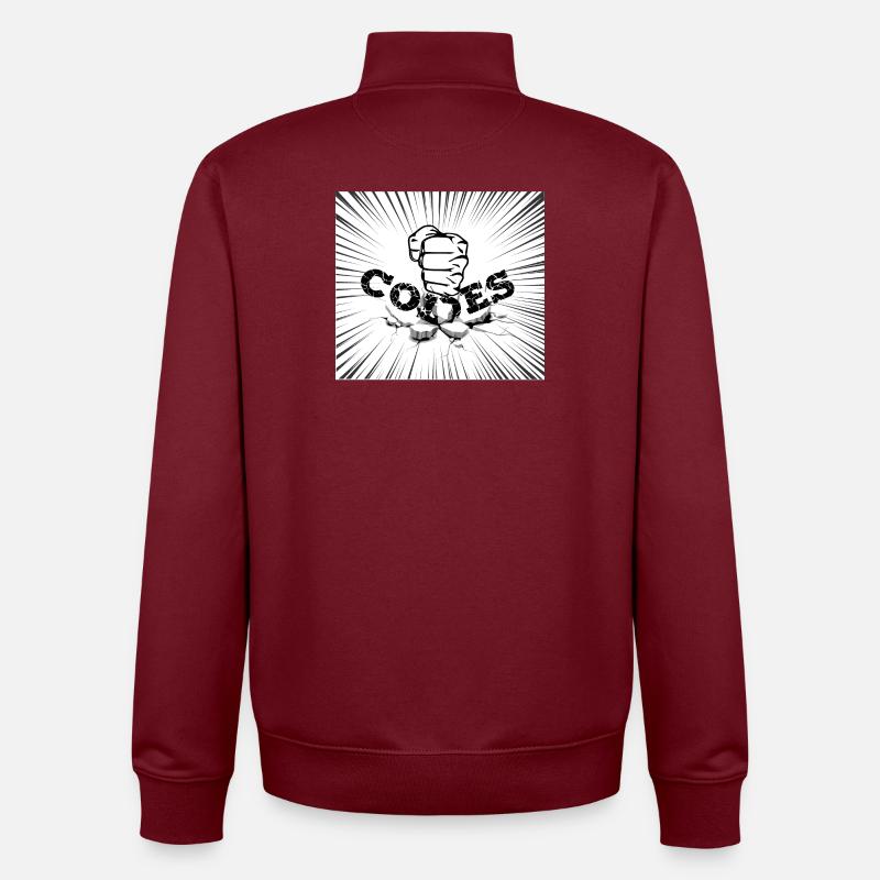 CRACK CODES - Unisex Organic Zip Sweatshirt by Stanley/Stella - burgundy