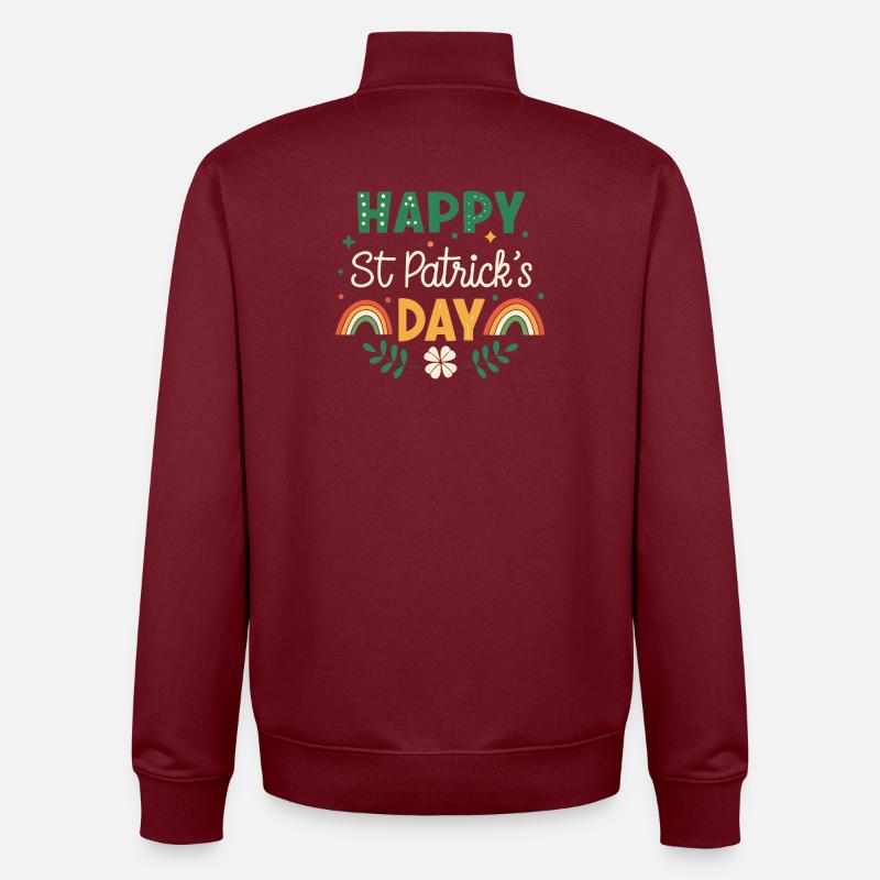 Joyeux Saint Patrick Arc-en-Ciel - Sweat zippé unisexe en coton bio Stanley/Stella - bordeaux