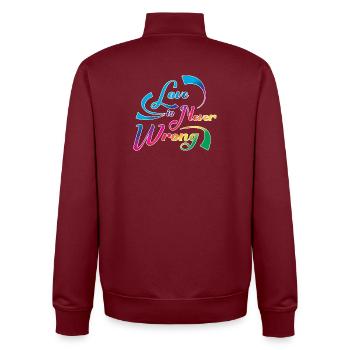 Love Is Never Wrong LGBTQ Pride Quote Design - Unisex Organic Zip Sweatshirt by Stanley/Stella - burgundy - Back - AI Model Male 185 dark (185cm)