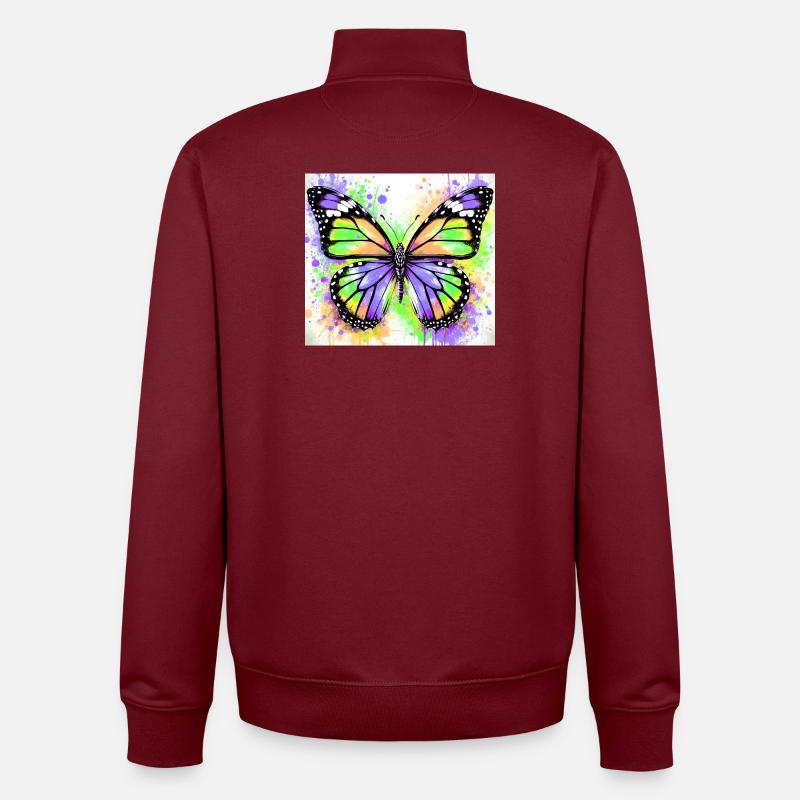 papillon - Sweat zippé unisexe en coton bio Stanley/Stella - bordeaux