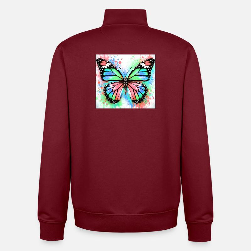 papillon - Sweat zippé unisexe en coton bio Stanley/Stella - bordeaux