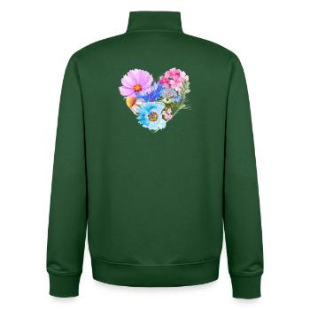 Herz aus Blumen | Geschenk Valentinstag - Unisex Organic Zip Sweatshirt von Stanley/Stella - Flaschengrün - Hinten - AI Model Male 185 dark (185cm)