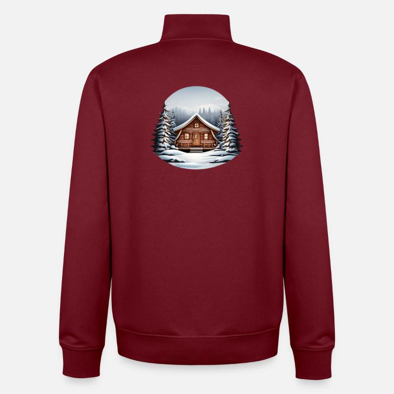 Cabane en bois, cabane de Noël - Sweat zippé unisexe en coton bio Stanley/Stella - bordeaux