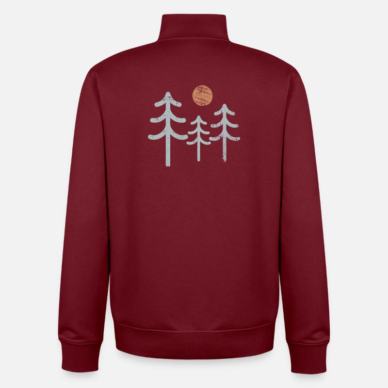 Silhouette de pin ensoleillé - Sweat zippé unisexe en coton bio Stanley/Stella - bordeaux