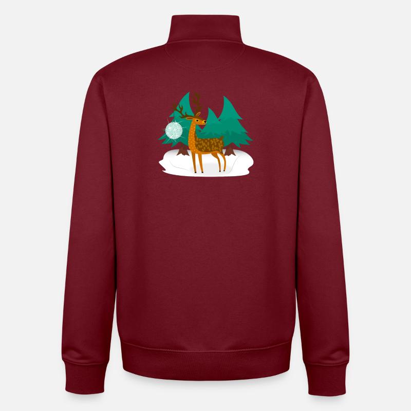 Discothèque Hirsch - Sweat zippé unisexe en coton bio Stanley/Stella - bordeaux