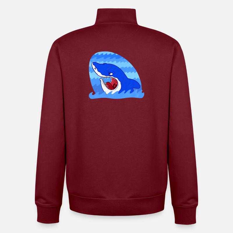 Requin sinistre - Sweat zippé unisexe en coton bio Stanley/Stella - bordeaux