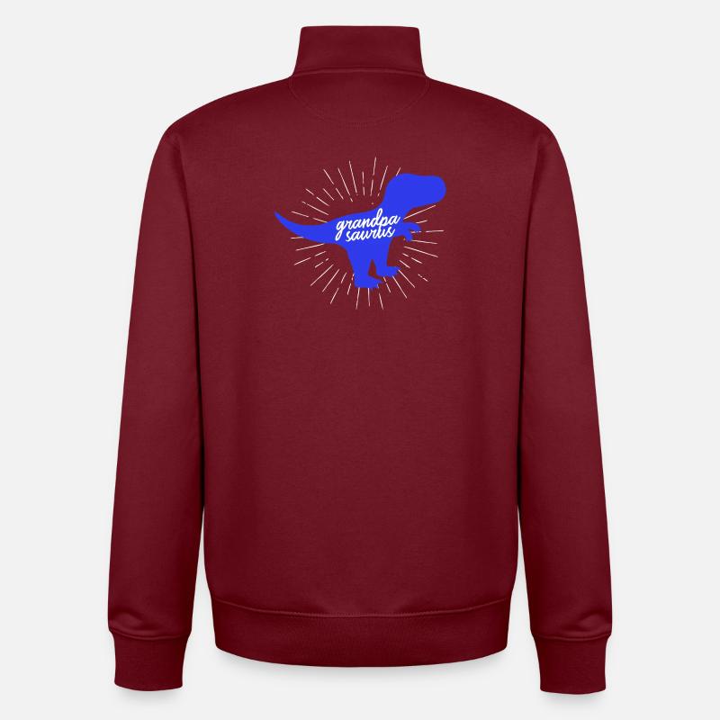 Grandpasaurus T-Rex Silhouette Dinosaurier Papa - Unisex Organic Zip Sweatshirt von Stanley/Stella - Burgunderrot