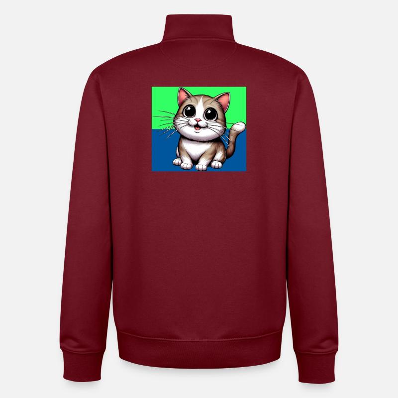 chat - Sweat zippé unisexe en coton bio Stanley/Stella - bordeaux