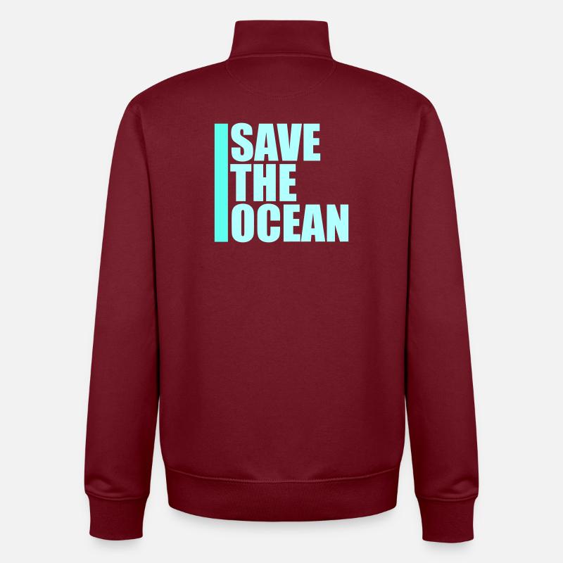 Déclaration environnementale pour l’activisme Sauver l’océan - Sweat zippé unisexe en coton bio Stanley/Stella - bordeaux