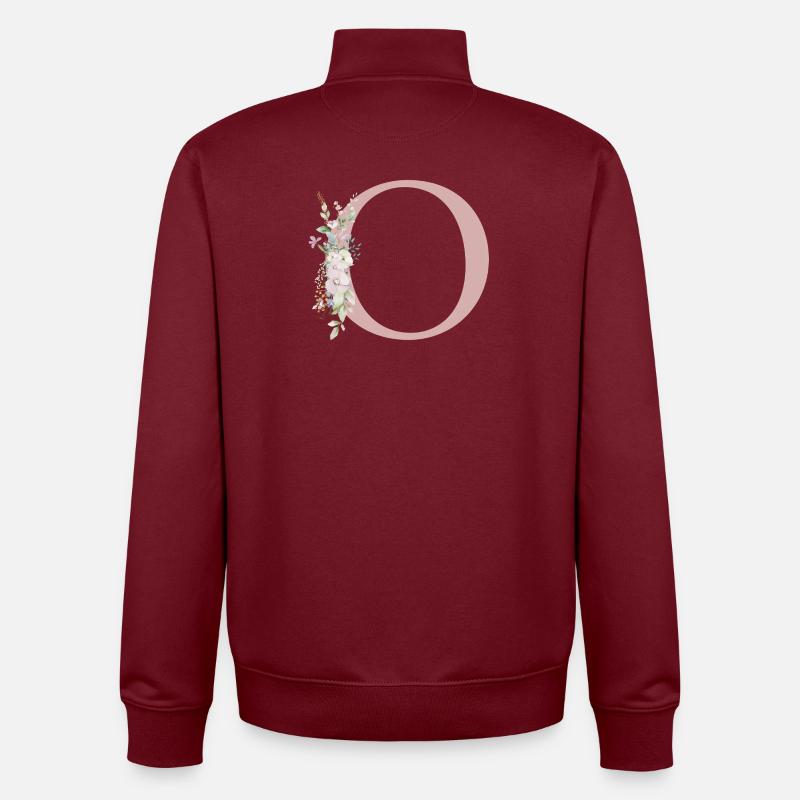 o Monogramme, Floral, Personnalisable - Sweat zippé unisexe en coton bio Stanley/Stella - bordeaux