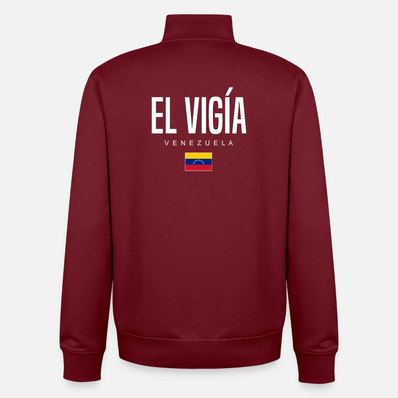El Vigia Venezuela - Sweat zippé unisexe en coton bio Stanley/Stella - bordeaux