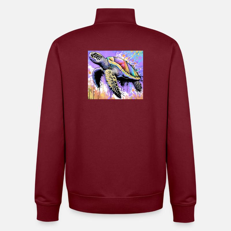 turtle - Unisex Organic Zip Sweatshirt by Stanley/Stella - burgundy