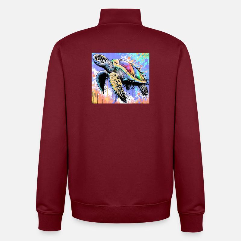 turtle - Unisex Organic Zip Sweatshirt by Stanley/Stella - burgundy