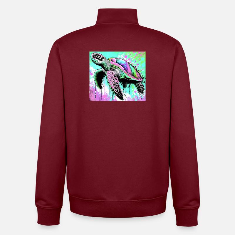 turtle - Unisex Organic Zip Sweatshirt by Stanley/Stella - burgundy