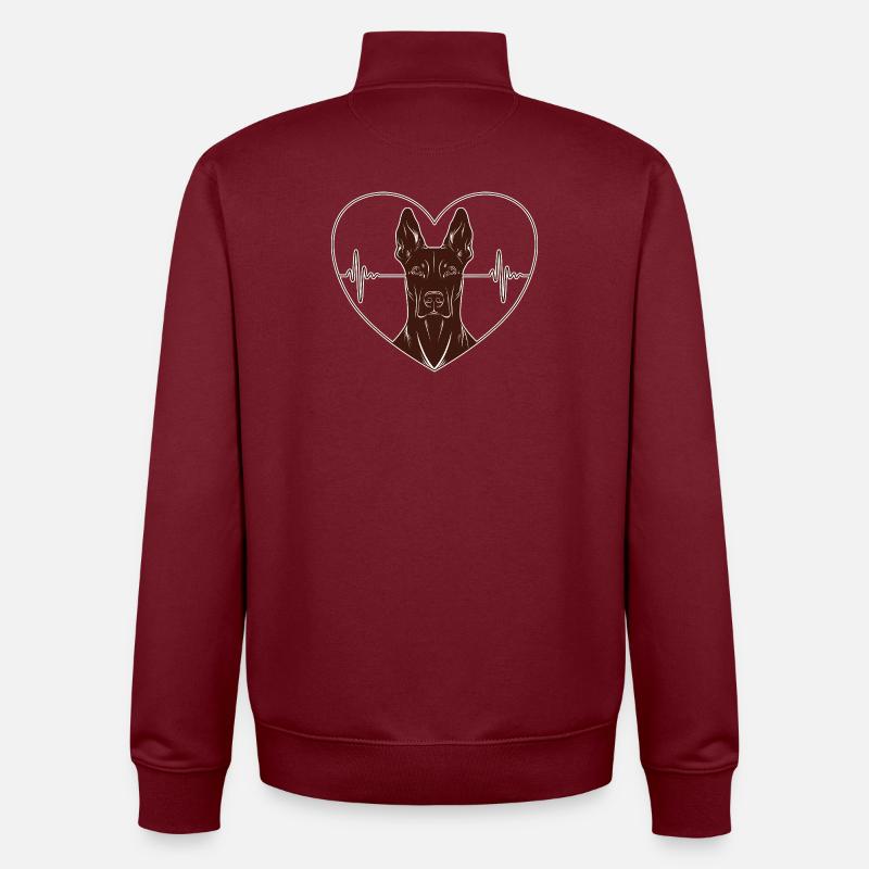 Herz Dobermann Design – Rust Look - Unisex Organic Zip Sweatshirt von Stanley/Stella - Burgunderrot