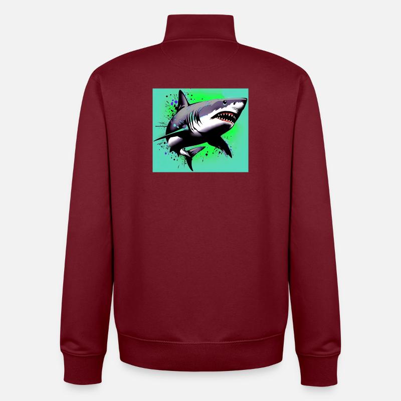 Requin - Sweat zippé unisexe en coton bio Stanley/Stella - bordeaux