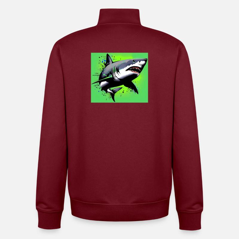 Requin - Sweat zippé unisexe en coton bio Stanley/Stella - bordeaux