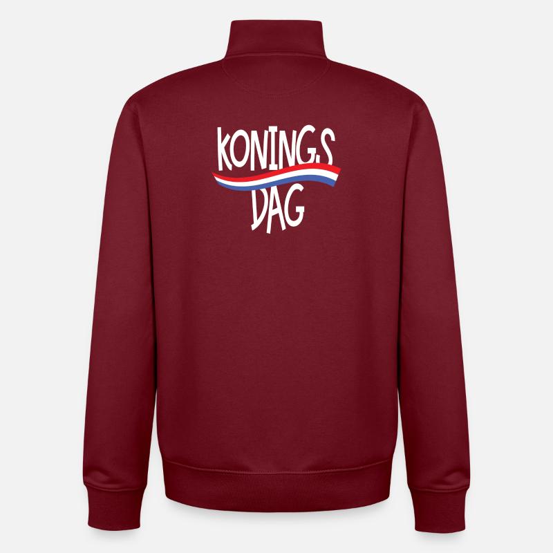 King's day with flag white - Unisex Organic Zip Sweatshirt by Stanley/Stella - burgundy