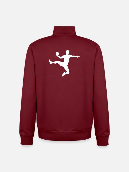 Handball Silhouette Minimalist Style - Unisex Organic Zip Sweatshirt by Stanley/Stella - burgundy