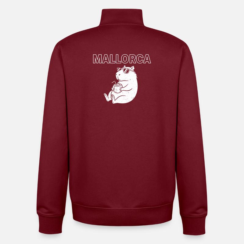 Mallorca Capybara Kokosnuss - Sweat zippé unisexe en coton bio Stanley/Stella - bordeaux