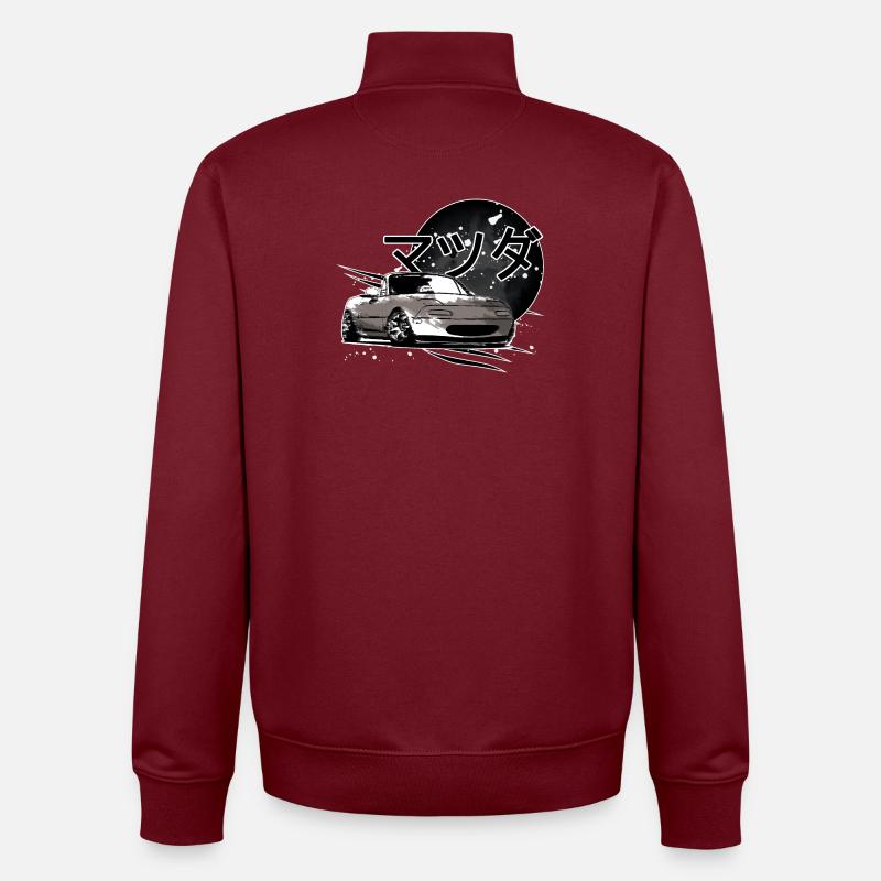Japanese car Miata Mx5 gray - Unisex Organic Zip Sweatshirt by Stanley/Stella - burgundy