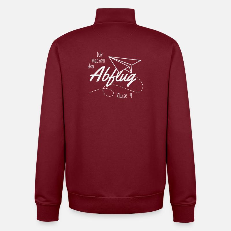 Abschlussshirt Grundschule Abflug - Unisex Organic Zip Sweatshirt von Stanley/Stella - Burgunderrot