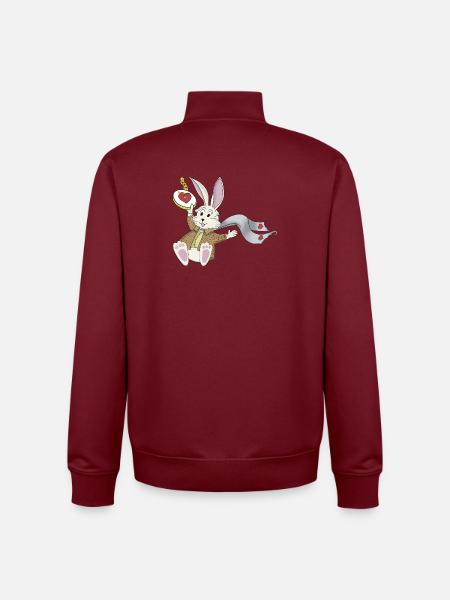 Late Again Clock Rabbit - Unisex Organic Zip Sweatshirt by Stanley/Stella - burgundy