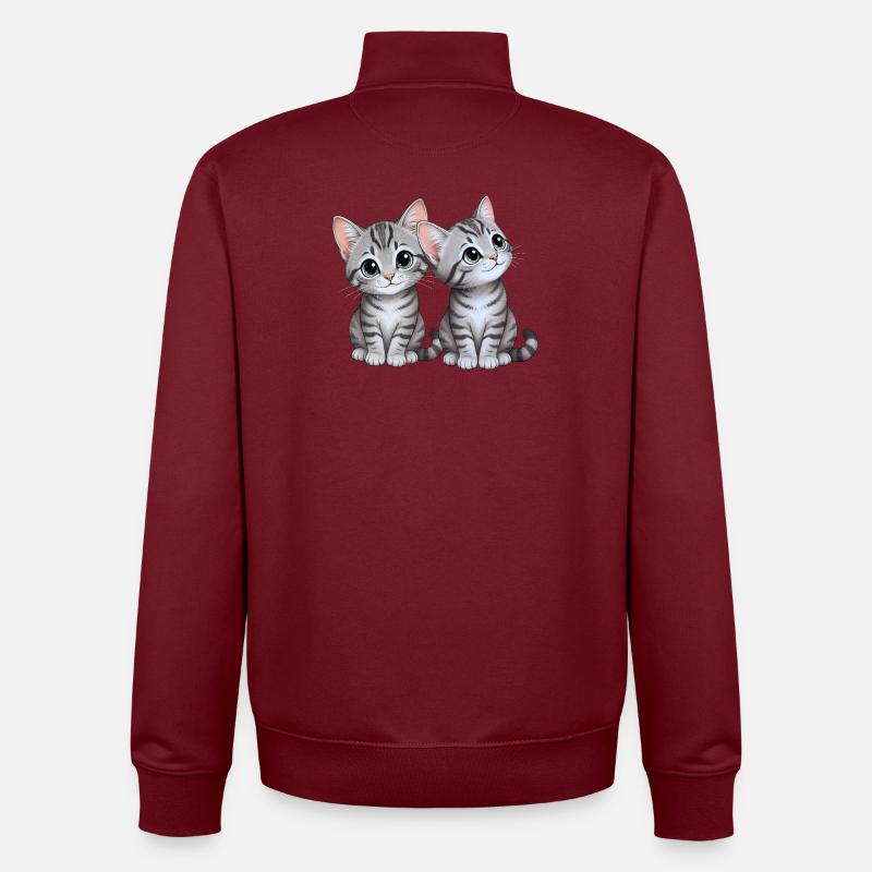 Frères et sœurs chatons - Sweat zippé unisexe en coton bio Stanley/Stella - bordeaux