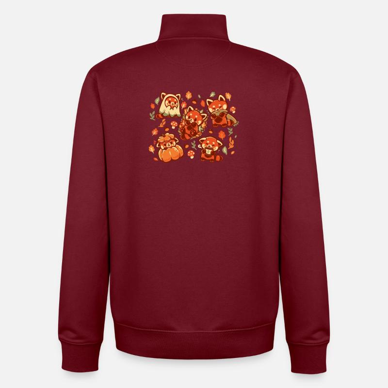 Panda roux Automne - Sweat zippé unisexe en coton bio Stanley/Stella - bordeaux