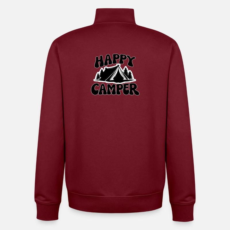 Fröhlicher Camper Zeltszene - Unisex Organic Zip Sweatshirt von Stanley/Stella - Burgunderrot
