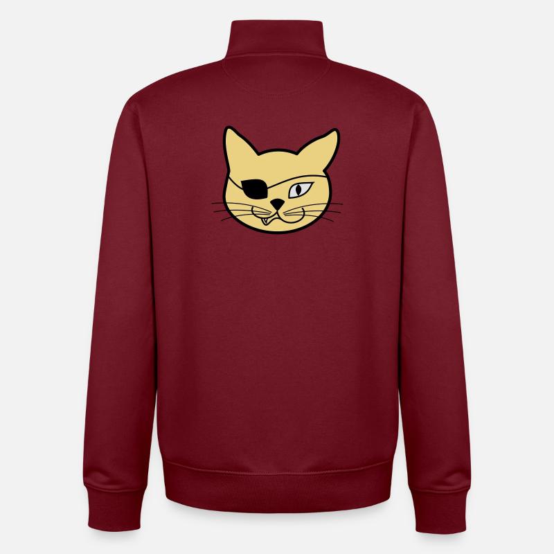 Pirate Kitteh - Sweat zippé unisexe en coton bio Stanley/Stella - bordeaux