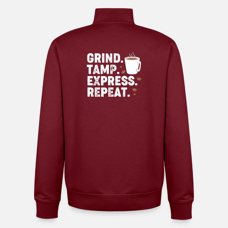 Barista Espresso Coffee Caféine - Sweat zippé unisexe en coton bio Stanley/Stella - bordeaux