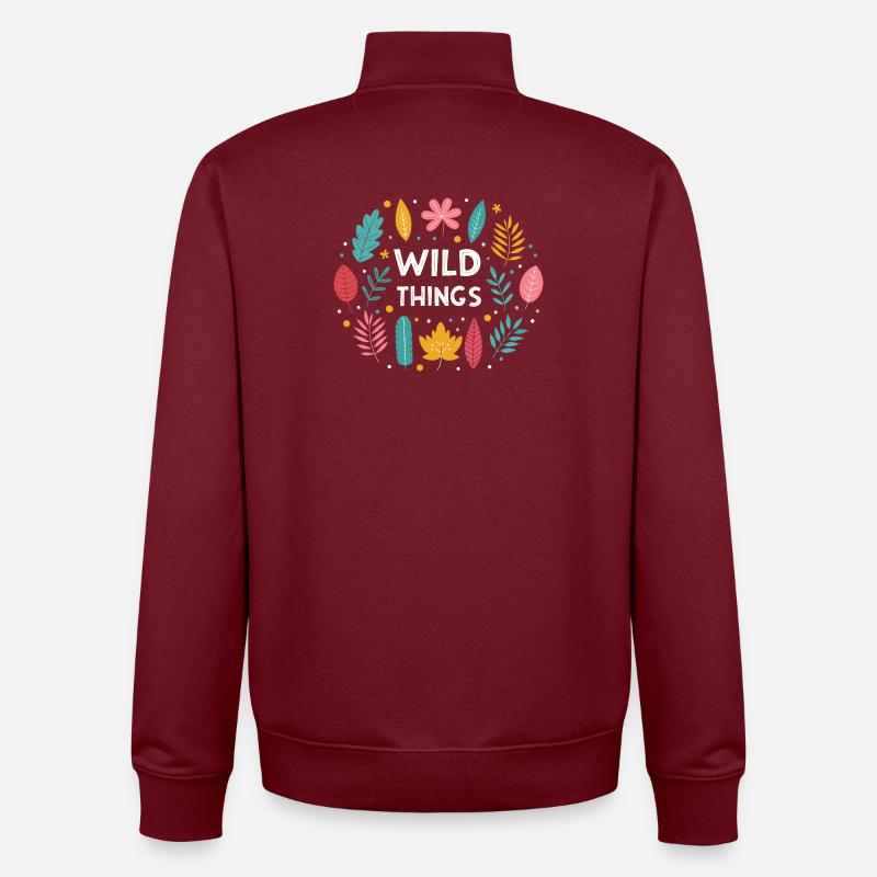 Wild Things Blumenmuster - Unisex Organic Zip Sweatshirt von Stanley/Stella - Burgunderrot