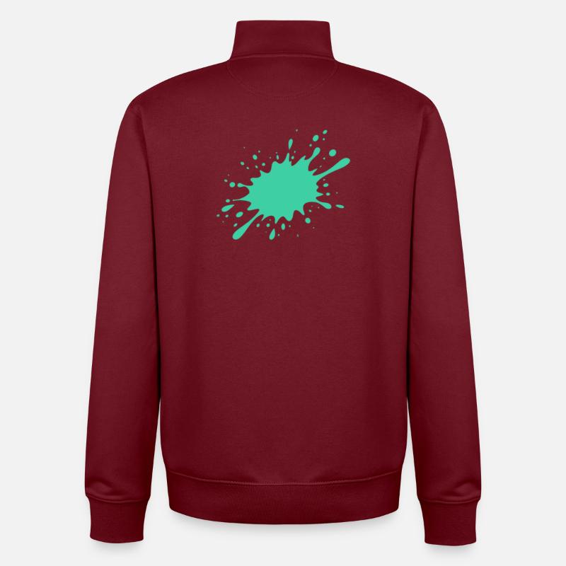 Éclaboussures de peinture turquoise - Sweat zippé unisexe en coton bio Stanley/Stella - bordeaux