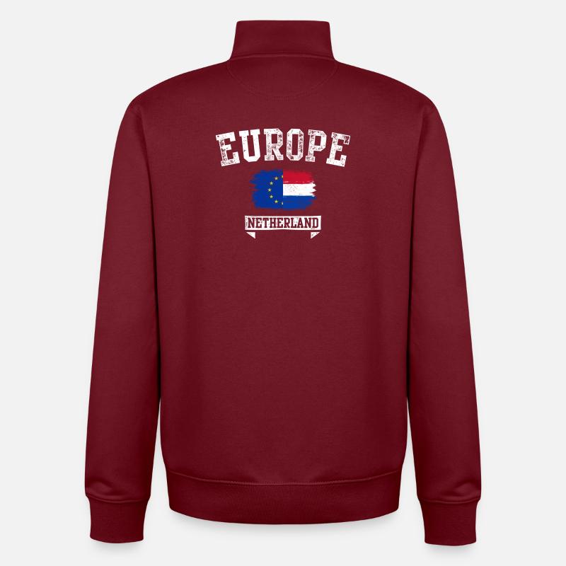Europe Pays-Bas Drapeau Grunge - Sweat zippé unisexe en coton bio Stanley/Stella - bordeaux