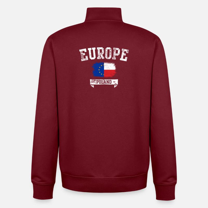 Europe Pologne Fusion du drapeau - Sweat zippé unisexe en coton bio Stanley/Stella - bordeaux