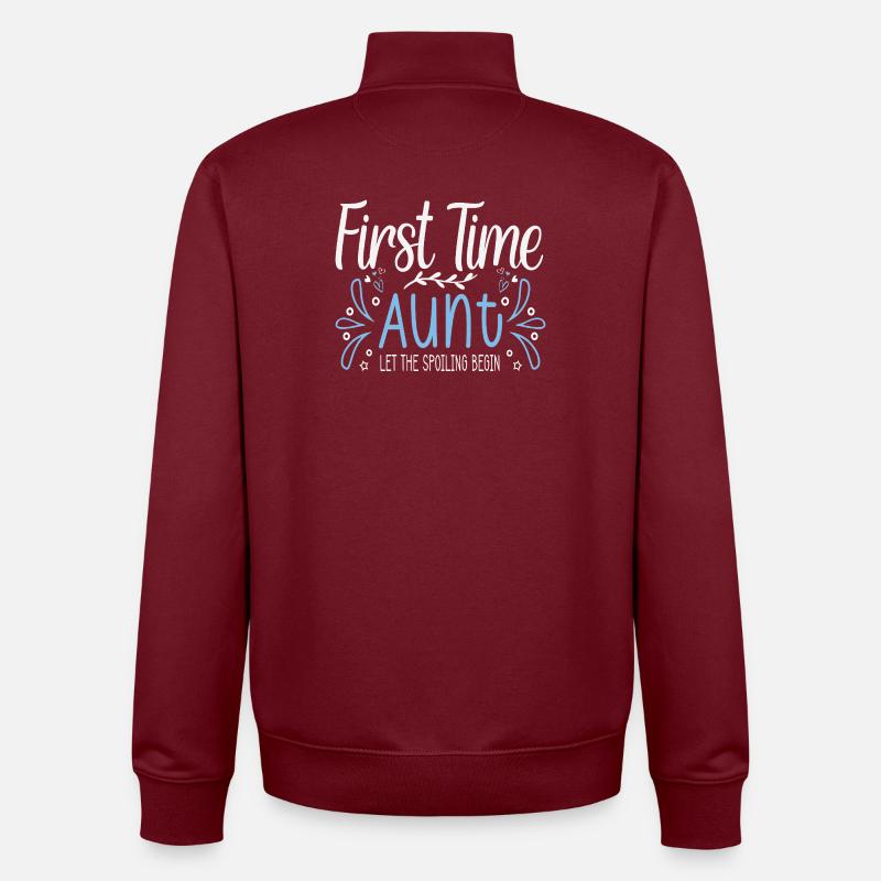 First Time Aunt Soon Aunt - Unisex Organic Zip Sweatshirt by Stanley/Stella - burgundy