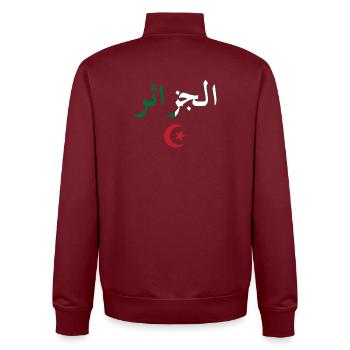 Algeria BZ Flag - Unisex Organic Zip Sweatshirt by Stanley/Stella - burgundy - Back - AI Model Male 185 dark (185cm)