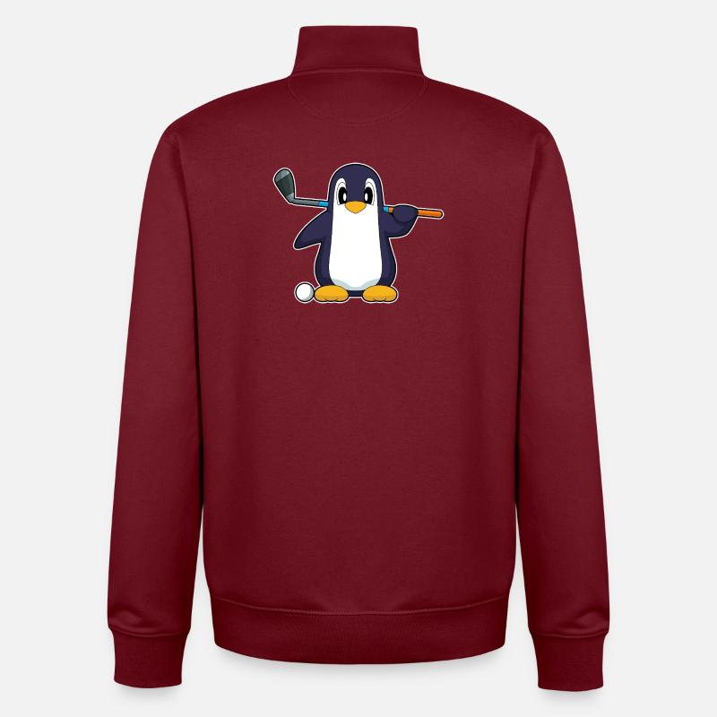 Pinguin Golf Golfschläger - Unisex Organic Zip Sweatshirt von Stanley/Stella - Burgunderrot
