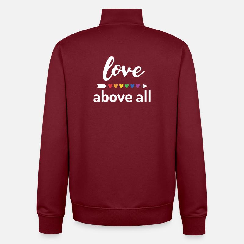 Liebe über alles - Unisex Organic Zip Sweatshirt von Stanley/Stella - Burgunderrot