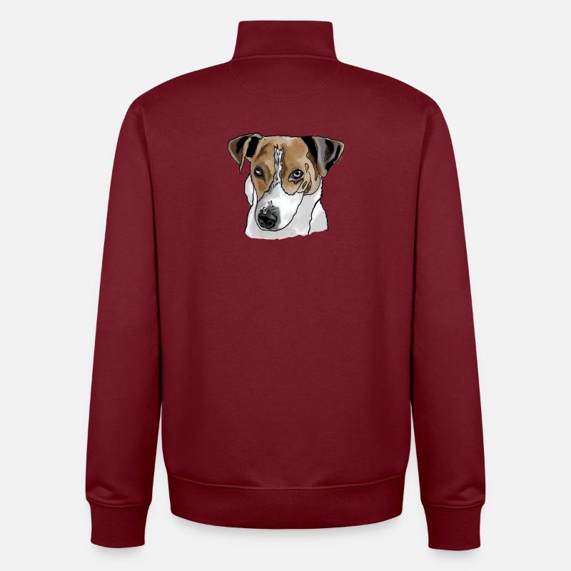 Jack Russel Terrier - Sweat zippé unisexe en coton bio Stanley/Stella - bordeaux