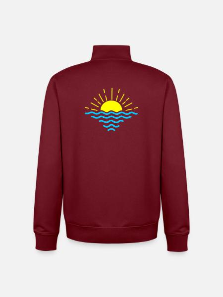 Sunset blue waves - Unisex Organic Zip Sweatshirt by Stanley/Stella - burgundy